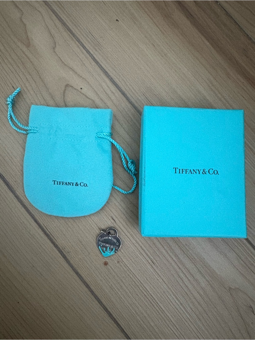 Tiffany & Co. Robin's-Egg Blue Box, Pouch & Heart Charm